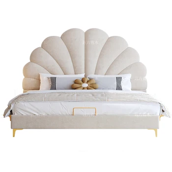 Petale de tehnologie tesatura printesa de pat de lux lumina modern, simplu maestru francez dormitor pat dublu feminin pat dormitor