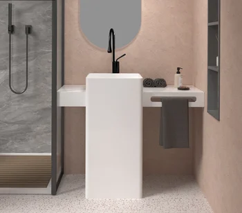 Pilon stil integrat podea crema stil pătrat mână spală bazinul
