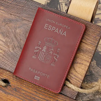 Spaniolă Pașaportul Titularului Documentului Strat de Piele de Epocă Carte de Îmbarcare Carte de Portofel Geanta Stabilit în Stoc