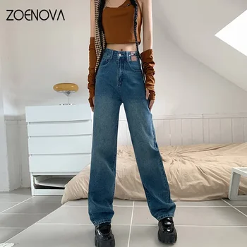 ZOENOVA 2023 Nou Drept Liber de Y2K Pantaloni Largi Picior Pantaloni Casual Streetwear Spice Girl Talie Joasa Blugi Femei Elegante